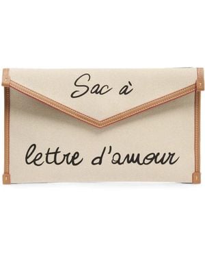 Lancel Canvas Leather Clutch Bag - Natural