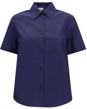 Loewe Anagram-Embroidered Shirt - Blue
