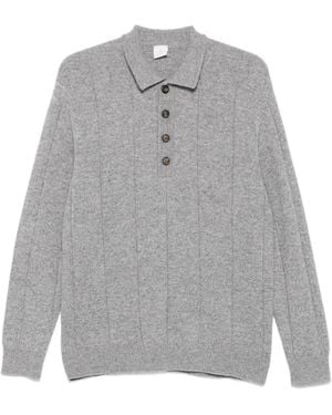 Eleventy Geripptes Poloshirt - Grau