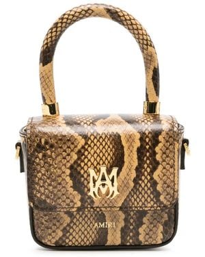 Amiri Mini Sac À Main Ma À Effet Peau De Serpent Et Plaque Logo - White