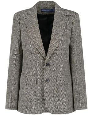 Polo Ralph Lauren Herringbone-Pattern Single-Breasted Blazer - Grey