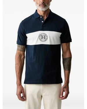 Hackett Logo-Embroidered Buttoned Polo Shirt - Blue