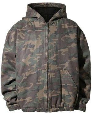 Guess Sherpa Camouflage-Print Jacket - Grey