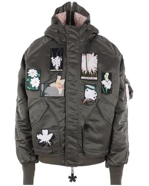 Alpha Industries X Cecilie Bahnsen Floral-Patch Hooded Bomber Jacket - Black
