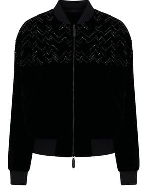 Giorgio Armani Embellished Bomber Jacket - Black