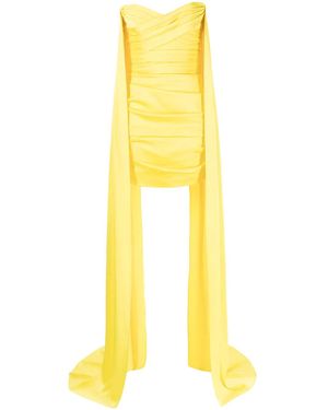 Alex Perry Draped-Panel Ruched Dress - Yellow