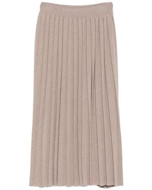 Fabiana Filippi Pleated Knitted Midi Skirt - Natural