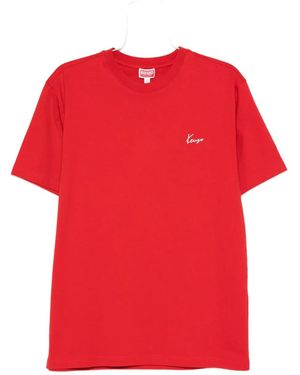 KENZO Floral-print Crew-neck T-shirt - レッド