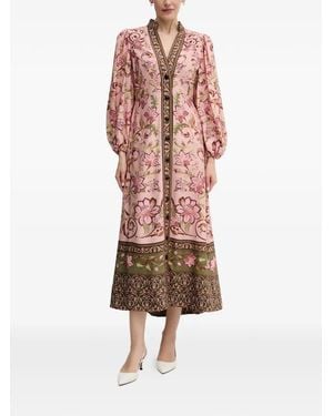Barbour X Farm Rio Alice Floral Puff-Sleeve Maxi Dress - Pink