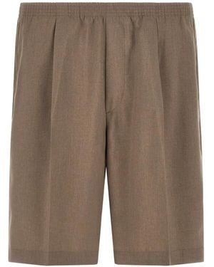 Cellar Door Elasticated Waistband Pleated Shorts - Grey
