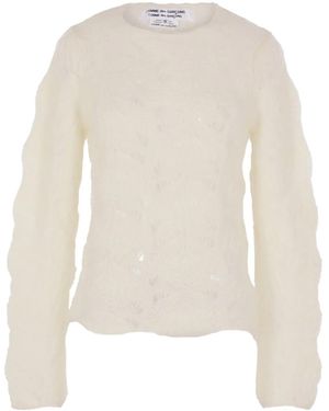 Comme des Garçons Open-Work Long-Sleeve Jumper - White