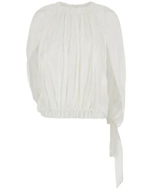 Semicouture Gathered Tie-Detail Blouse - White