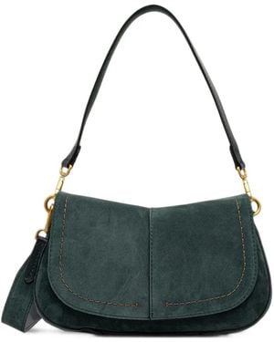 Gianni Chiarini Contrast-Stitched Suede Shoulder Bag - Green