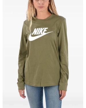 Nike Logo-Print Long-Sleeve T-Shirt - Green