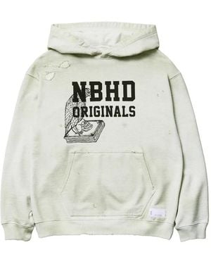 Neighborhood Distressed Graphic-Print Hoodie - White
