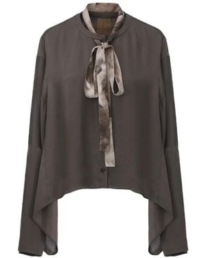 Elwood Detachable-Ribbon Crew-Neck Shirt - Brown