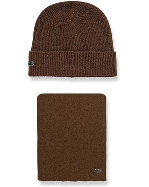 Lacoste Crocodile-Appliqué Beanie (Set Of Two) - Brown