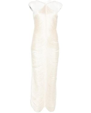 Bless Jade Fringed Halterneck Dress - White