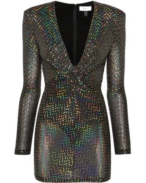 Nissa Long-Sleeve Sequined Minidress - Black