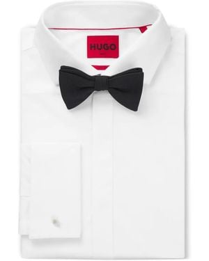 HUGO Ribbed Bow Tie - White