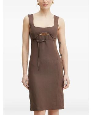Patrizia Pepe Cut-Out Smocked Mini Dress - Brown