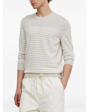 Theory Gestreepte Trui Met Ronde Hals - Grijs