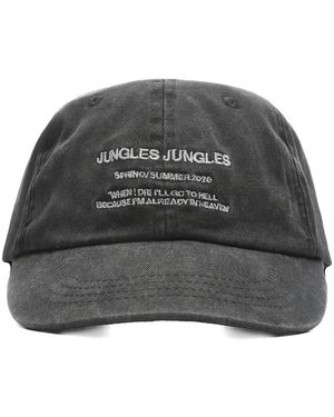 JUNGLES JUNGLES Embroidered-Slogan Washed-Effect Cap - Grey