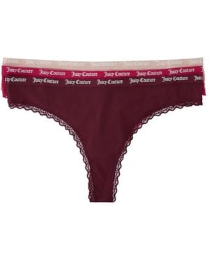 Juicy Couture Set De Tres Bragas Con Ribete De Encaje - Morado