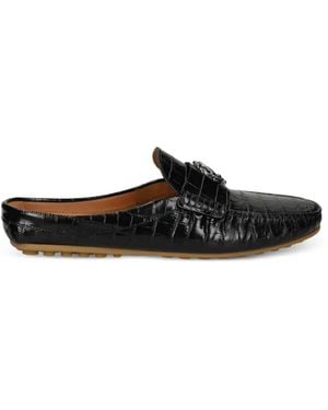 Roberto Cavalli Crocodile-Effect Mules - Black
