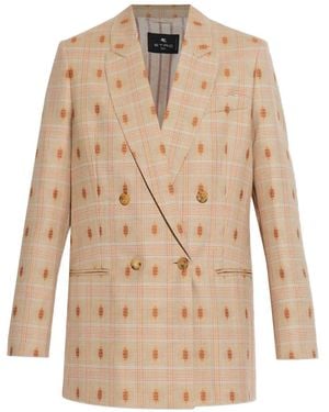 Etro Check-Patterned Blazer - Natural