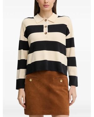 Pedro Del Hierro Madrid Striped Polo-Collar Jumper - Natural