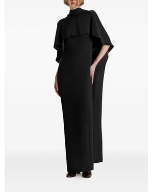 Alberta Ferretti Cape-Overlay Open-Back Maxi Dress - Black