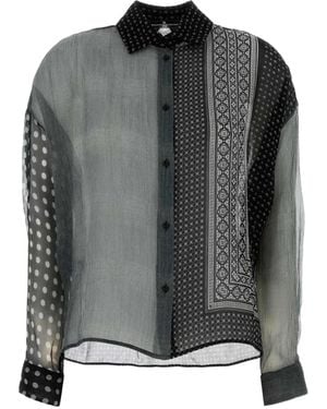 Ermanno Scervino Patchwork-Print Silk Shirt - Black