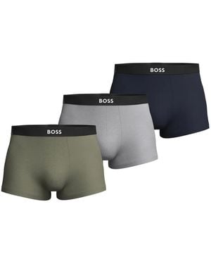 BOSS Set Aus Drei Boxershorts Mit Logo-Bund - Blau