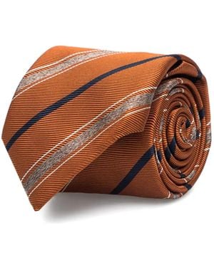 Brunello Cucinelli Striped Silk Tie - Brown