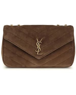 Saint Laurent Medium Loulou Quilted Chain-Strap Shoulder Bag - Brown