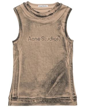Acne Studios Logo-Print Sleeveless Top - Brown