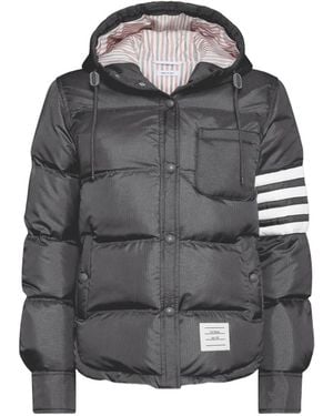 Thom Browne Shiny Ripstop Lightweight Down Filled 4-Bar Jacket - Black