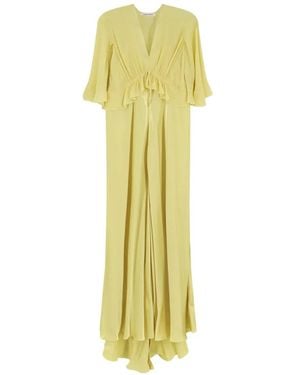 Alberta Ferretti V-Neck Maxi Dress - Metallic