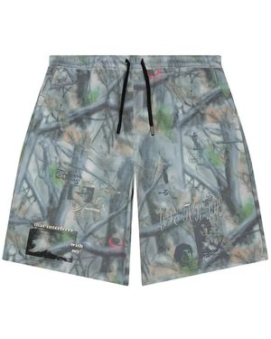 JUNGLES JUNGLES Graphic-Print Camouflage Shorts - Blue