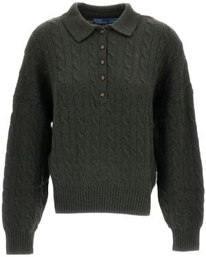 Polo Ralph Lauren Cable-Knit Polo-Collar Jumper - Green