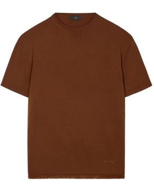 Alanui Fringed Logo-Embroidered T-Shirt - Brown