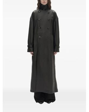 Ann Demeulemeester Doppelreihiger Ledermantel - Schwarz