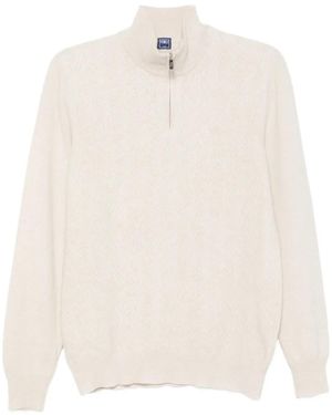Fedeli Pullover Mit Zickzackmuster Und Reißverschluss - Weiß