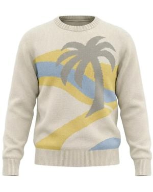 Harden Palm Tree-Intarsia Sweater - White