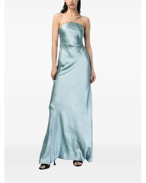 ANDRA ANDREESCU Lace-Trim Halterneck Maxi Dress - Blue