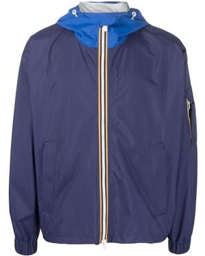 K-Way Drawstring-Hood Zip-Up Jacket - Blue