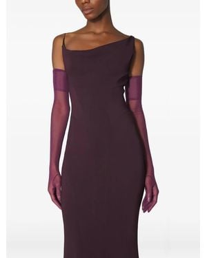 Mugler Asymmetric-Shoulder Maxi Dress - Purple