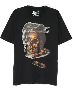 Melt Skull-Print T-Shirt - Black