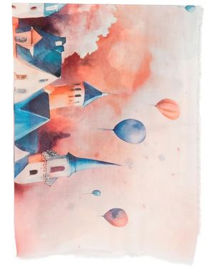 D'Aniello Frayed-Edges Printed Scarf - Pink